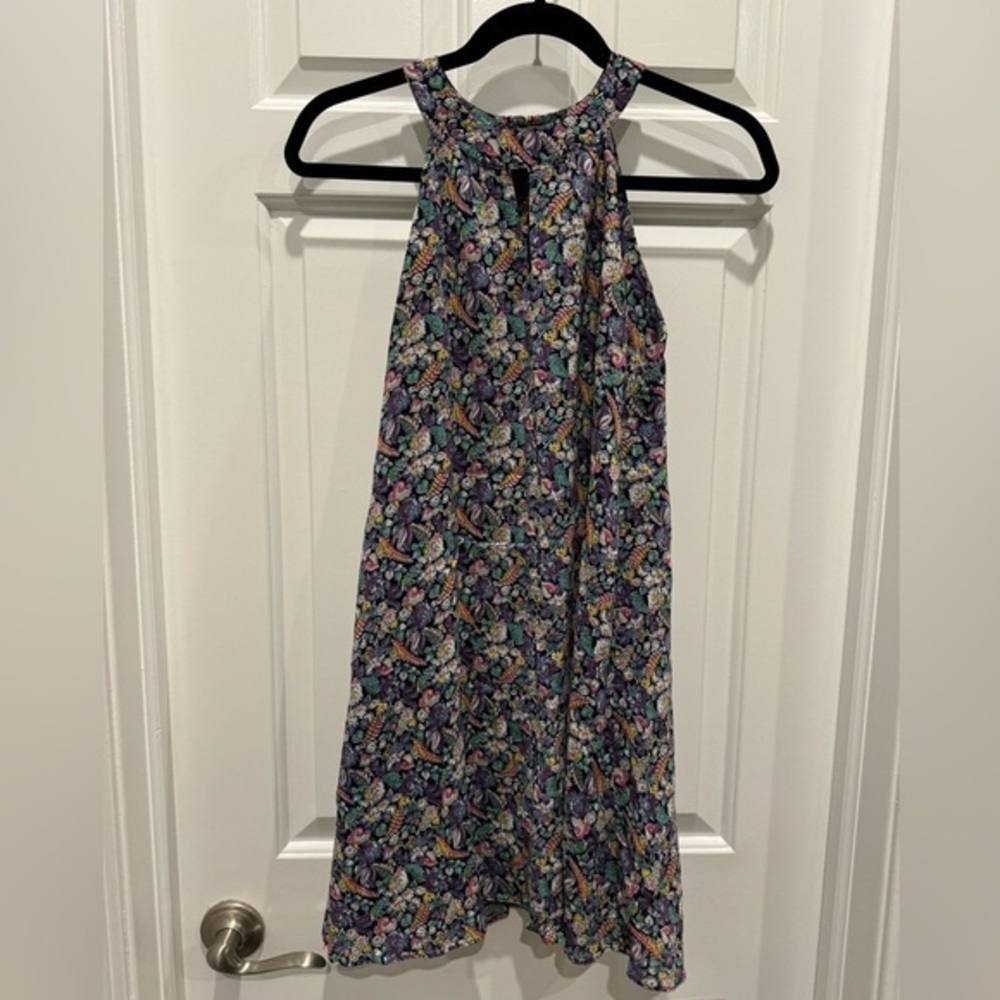 & Other Stories floral dress high neck halter multicolor